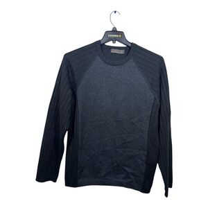 Zara Sweater Mens Size Xlarge Black Crew Neck Academia Wool Blend Textured Slim